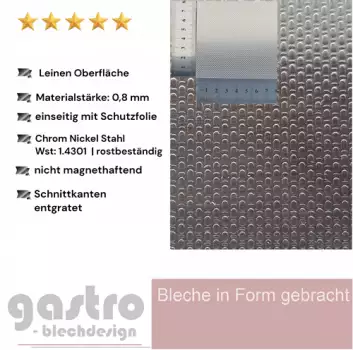 Edelstahl Strukturblech Leinen gewalzt, Designbleche